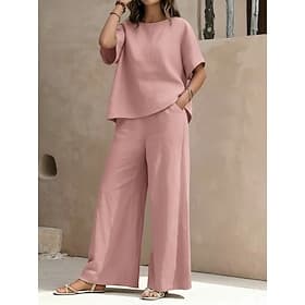 Per donna Set da due pezzi Set di Pantaloni Bolero Manica Corta Girocollo Semplice Moda Streetwear Casuale Quotidiano All'aperto Bianco Giallo Rosa Estate Vest