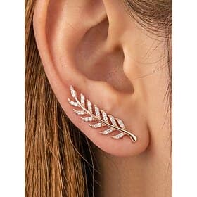 Women's Bohemian Alloy Leaf Ear Cuff Earrings, Crystal Branch Climber Earrings in Multiple Colors for Beach Vacation, Casual Summer Outfits and Everyday Wear