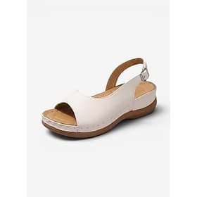 sandali bianchi da donna con cinturino posteriore - sandali comodi con chiusura regolabile con fibbia, ideali per uscite informali, spiaggia estiva e uso quoti