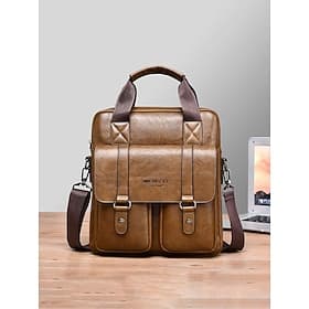 Borsa a tracolla da uomo in similpelle, borsa a mano multi-scomparto di grande capacità con tracolla regolabile, borsa da viaggio elegante e casual per il lavo