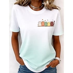 Women's T Shirt Print Floral Graphic Fashion Stylish Classic Short Sleeve Crew Neck Round Neck Regular Tops Casual Daily Weekend Yellow Red Purple Green Summer