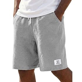 Herren Shorts Leinenshorts Sommershorts Strandshorts Kordelzug Elastischer Bund Einfach Komfort Atmungsaktiv Knielang Täglich Outdoor Ferien Urlaub Mode Blau S