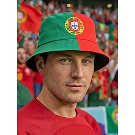 Bob réversible pour homme en polyester, imprimé drapeau portugais, casquette légère pour supporter de foot, idéale pour les jours de match, les sorties sportiv