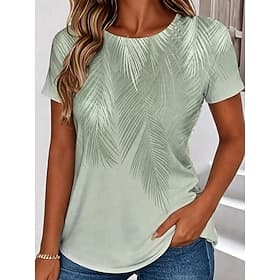 Women's T Shirt Print Floral Graphic Plants Fashion Stylish Classic Short Sleeve Crew Neck Regular Tops Casual Daily Sports Blue Pink Green Summer Spring