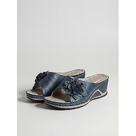 Women's Open-Toe Slip-On Wedge Sandals with Floral Decoration – Breathable, Comfortable, and Stylish for Casual Summer Wear