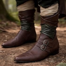 Medieval Renaissance Shoes Poulaines Pirate Elf Viking Fancy Dress Men's Viking Fantasy Halloween Carnival Performance LARP Ren Faire Adults' Shoes