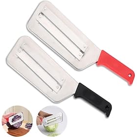 2 Pack Cabbage Chopper Shredder, Cabbage Cutter Knife Kitchen Slicer Sauerkraut Cutter Coleslaw Grater, Sharp Stainless Steel Blades, Black Red Handle