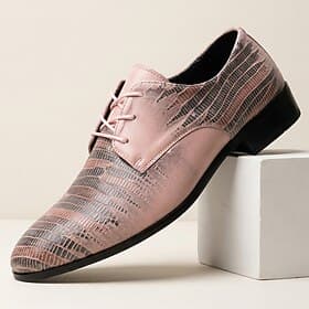 Rosa Herren-Oxfordschuhe mit Schlangenmuster, Schnürschuhe, elegante und formelle Schuhe für Hochzeiten, Bankette, Partys, Abschlussbälle, Modeveranstaltungen