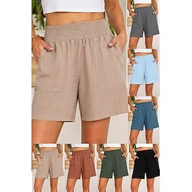 Femmes Bermuda Chinos Shorts Shorts d'été Vacances Mode Basique Longueur Genou Taille haute Couleur Unie Uni Avec Poches Ceinture Élastique Jambe Droite Confor