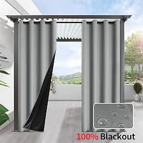 Panneau de rideau occultant imperméable gris pour terrasse, patio, pergola, gazebo, porche, balcon, cabane de jardin, avec œillets et isolation thermique. Ride