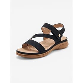 Sandalias negras de mujer con soporte para el arco del pie, cómodas y cómodas: zapatos acolchados con correa ajustable para caminar, sandalias ligeras antidesl