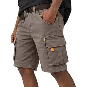 Men's Tactical Cargo Cargo Shorts Shorts Casual Shorts Pocket Elastic Waist Plain Solid Knee Length Casual Outdoor Streetwear Fashion Streetwear Dark Khaki Win