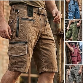 Men's Tactical Cargo Cargo Shorts Shorts Casual Shorts Multi Pocket Flap Pocket Plain Comfort Breathable Calf-Length Casual Outdoor Vacation Vacation Fashion B