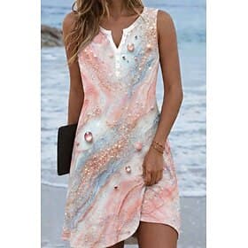 Femmes Mini Robe Robe d'Été Robe d'été Vacances Occasionnel Quotidien Plage Fête Coupe régulière Graphique Teinture par nouage Abstrait Sans manches Col en V B