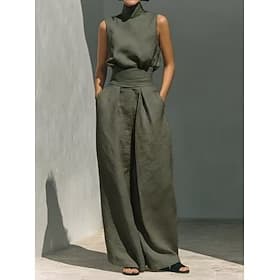 Women's Matching Sets Sleeveless Plain Elegant Casual Daily Formal Black Pink Sky Blue Summer Loose Fit
