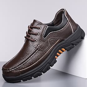 Men's Faux Leather Lace-Up Casual Sneakers Dark Brown Durable Outdoor and Travel Shoes