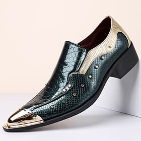 Men's Glossy Dress Loafers, Pointed Toe Slip-On Shoes for Wedding, Party, Banquet and Formal Events