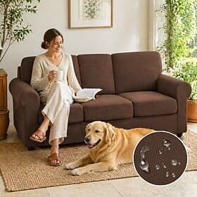 1/2/3 Seater Stretch Sofa Cushion Cover, Water-Resistant Corn Velvet Couch Protector for Pets, Elastic Sectional Furniture Slipcover