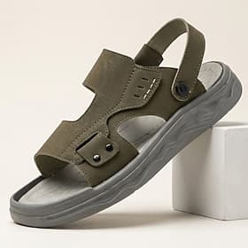 Men's Olive Slingback Sandals Open-Toe Casual Summer Shoes Adjustable Comfort Outdoor Footwear for Beach Vacation, Travel, Resort Wear and Everyday Warm Weathe