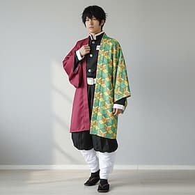Tomioka Giyuu Anime Cosplay Kostüm Outfits Cosplay-Anzüge Zubehör Mehre Accessoires Oberteil Hose Umhang Für Herren Damen Jungen Erwachsene