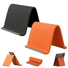 Tragbarer Silikon-Handyhalter für unterwegs, kompakter, faltbarer Tablet-Halter für Flugzeug und Schreibtisch, flexibler, rutschfester Handyhalter für alle Sma