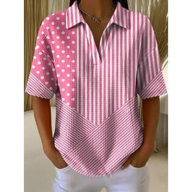 Women's Waffle Summer Tops Graphic Geometric Elegant Vintage Stylish Sleeveless Short Sleeve V Neck Long Tops Casual Daily Blue White / Green Pink Purple Orang