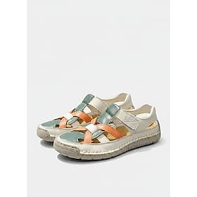 Lässige Damen-Sandalen im Color-Blocking-Design – weich gepolsterte, flache Sandalen mit atmungsaktivem Cut-out-Design für Damen, ideal für Alltag, Reisen, Spa
