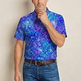 Retro Vintage Hippie 1970s Shirt Short Sleeves Hippie Disco Disco Fancy Dress Men's Music Festival Party Daily Wear Adults' Shirt Spring Summer