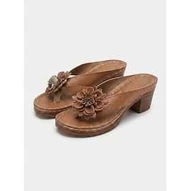 Sandales à brides blanches fleuries pour femmes – petit talon bloc souple et rembourré, style estival élégant, parfaites pour les vacances, les événements au j