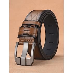 Men's Vintage Business Leather Belt, Faux Leather Material, Adjustable Length, Multiple Colors, Classic Retro Style, Perfect for Business Commute, Vacation, Da