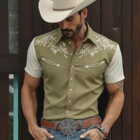 Homme Floral complexe Fleurs Chemise Chemise Western Chemise de cow-boy Manche Courte Vintage Rétro Extérieur Vacances Vêtements de travail Été Printemps Col R