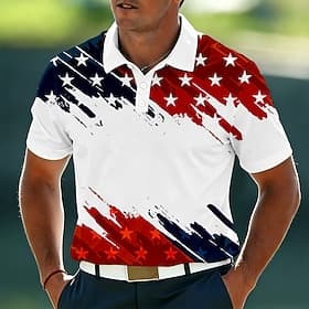 4. Juli 2026 250. Herren Amerikanische US-Flagge Poloshirts Kurzarm Polo-Shirts Revers Sportbekleidung Athleisure Alltagskleidung 3D-Druck Knöpfe Frühling Som