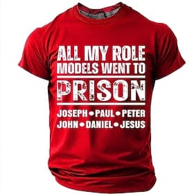Men's All My Role Models Went To Prison T-Shirt, Funny Christian Bible Tee Gift for Dad
