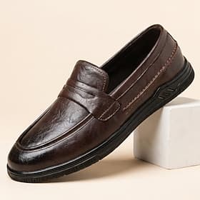 Men's Penny Loafers, Slip-On Business Casual Dress Shoes, Classic Comfortable Shoes for Office, Work, Wedding, Daily Wear