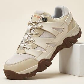 Men's Outdoor Hiking Shoes, Chunky Non-Slip Sole Lace-Up Sneakers, Comfortable Trail Walking Shoes for Travel, Camping