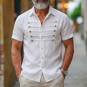 Homme Chemise Chemise d'été Chemise de Plage Chemise hawaïenne Couleur Unie Occasionnel Quotidien Noir Blanche Manche Courte Revers Printemps Été Été Vêtement