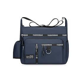 Men's Nylon Crossbody Bag, Large Capacity Multi-Pocket Sling Shoulder Bag with Water Bottle Holder, Casual Daypack for Outdoor Daily Use