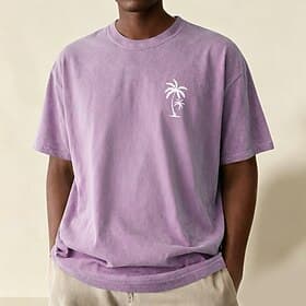 Men's Coconut 100 Cotton Acid Wash Heavyweight T-shirt Short Sleeve T shirt DTG Crew Neck Shirt Fashion Daily Holiday Blue Black Red Spring Summer Clothing Ap