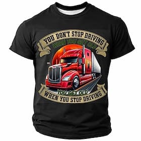 Maglietta grafica da uomo Non smetti di guidare quando invecchi rossa, camionista divertente, vestibilità regolare, abbigliamento firmato, taglie S, M, L, XL,
