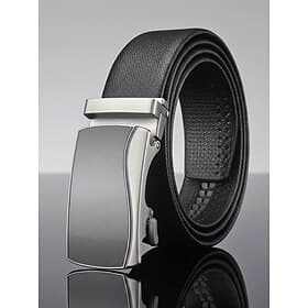 Ceinture à cliquet en cuir véritable pour homme, ceinture habillée ajustable avec plusieurs styles de boucle automatique pour les mariages, les voyages et le q