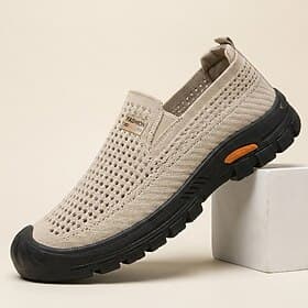 Men's Breathable Knit Slip-On Walking Shoes, Lightweight Outdoor Casual Sneakers for Travel, Hiking and Daily Comfort