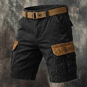 Homme Shorts cargo Shorts Short décontracté Shorts de Randonnée Multi-poches Jambe Droite Bloc de Couleur Uni Portable Évacuation de l'Humidité Longueur Genou