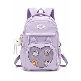 Girls Kawaii School Backpack with Multiple Pockets, Large Capacity Polyester Bookbag with Luggage Strap, Cute Teen Laptop Backpack for School, Travel, Camp Da