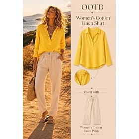 Women's Cotton Linen Shirts Blouse Buttons Solid Color Stylish Basic Casual Long Sleeve Shirt Collar Regular Tops Daily Blue White Yellow Pink Green Spring Fal