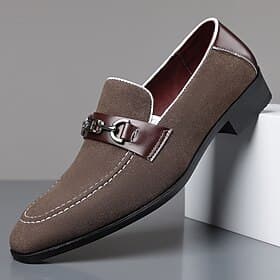 Men's Brown Bit Loafers Slip-On Smart Casual Dress Shoes Soft Comfort Gentleman Footwear for Office Wear, Business Meetings, Banquets and Everyday Formal Style