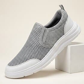 Men's Breathable Mesh Slip-On Sneakers, Lightweight Casual Walking Shoes, Comfortable Summer Shoes for Travel, Outdoor, Daily Wear