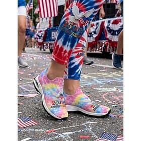 Women's Colorful Patriotic Tie Dye Slip-On Sneakers – Lightweight USA Flag Walking Shoes for Independence Day, Parade Summer Festivals