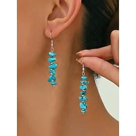 Boucles d'oreilles pendantes bohèmes pour femme, en pierre naturelle, bijoux élégants multicolores à perles, parfaits pour les festivals de musique, les vacanc