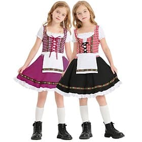 Halloween Oktoberfest Vestito Costume Dirndl Oktoberfest / Birra Bavarese Costume Cosplay Wiesn Prati Ragazze Carnevale Festa / Sera Panno in stile tradizional