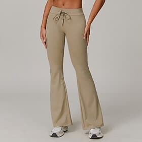 Women's fitness pants Pilates Pants Workout Pants Drawstring Wide Leg Seamless Gym Workout Running Fitness Pants Solid Color Khaki Black Blue Sports Activewear